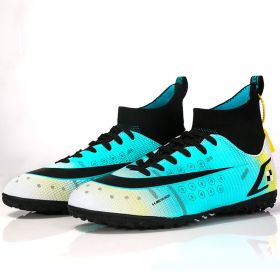 High Quality Assassin Football Boots Same C.Ronaldo Non-slip American Soccer Shoes Chuteira Campo TF/AG Futsal Training Sneakers (Color: 041-TF-blue, size: 35)