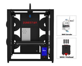 ZONESTAR 4 Extruders Multi Color FDM 3D Printer 4-IN-1-OUT Closed Frame Large Silent Auto Leveling CoreXY New Upgrade Z9V5Pro (Color: With BMG M4)