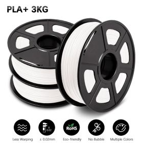 SUNLU 3Rolls PLA PETG Filament 3D Printing 1.75MM Odorless Eco-Friendly Good Tougness PLAplus SILK 1KG Per Roll (Color: PLAPLUS White 3Rolls)