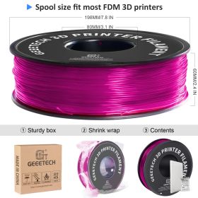 GEEETECH 1KG 1.75mm TPU Filament Flexible material for 3D Printers overseas warehouse fast shipping (Color: Pink)