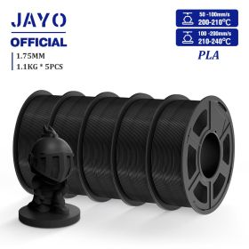 JAYO PLA/PLA META/PETG/SILK/PLA+/Wood/ ABS/Marble 3D Printer Filament 1.75mm 5KG 3D Printing Materials for 3D Printer&3D Pen (Color: PLA Black 5Roll)