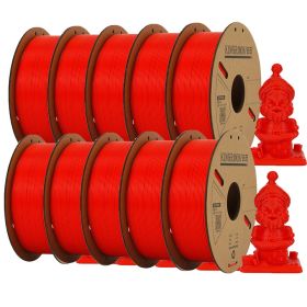 KINGROON PLA Filament 1.75mm 3D Printer Filament 5/10Rolls 3D Printing Plastic Material 100% No Bubble for FDM 3D Printer MIX (Color: 10Roll Red)