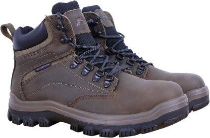 Mens Non Slip Steel Toe Work Shoes with 2 Insoles Waterproof & Oil Resistant ASTM F2413 (Color: BROWN, size: 13)