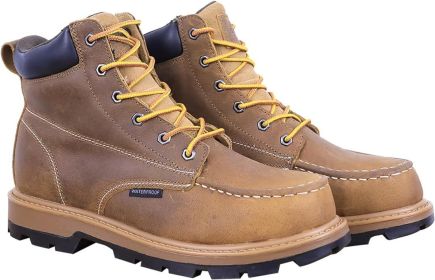 Mens Steel Toe Work Boots With 2 Insoles Waterproof Insulated Non Slip & Oil Resistant ASTM F2413 (Color: BROWN, size: 13)