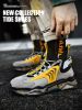Spring Summer Autumn Fly Weaving Mesh Casual Sneakers Men Lightweight High-top Flat Round Toe Ankle Boots Trend Breathable Black